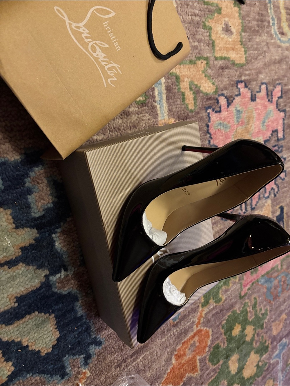 Christian Louboutin Black Patent Pointed Toe Stiletto Pumps